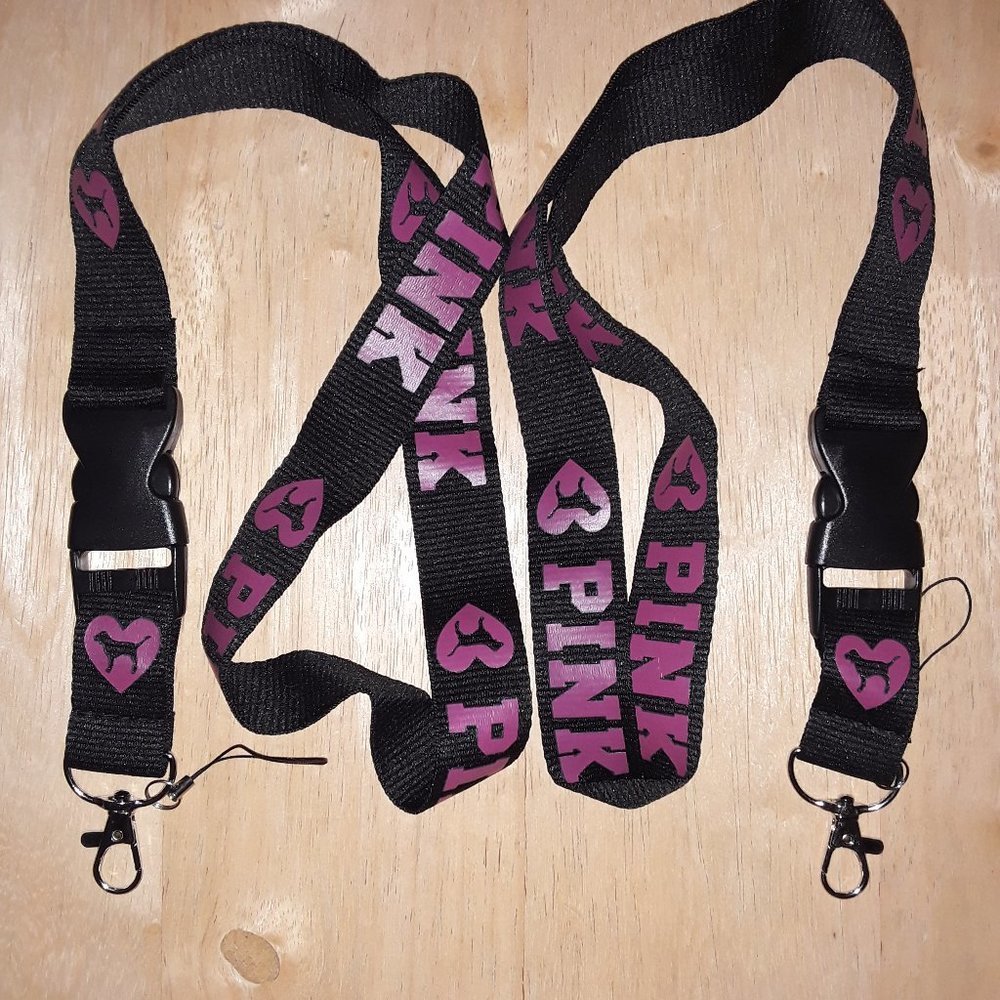 2 Brand New PINK Purple Logo Lanyard